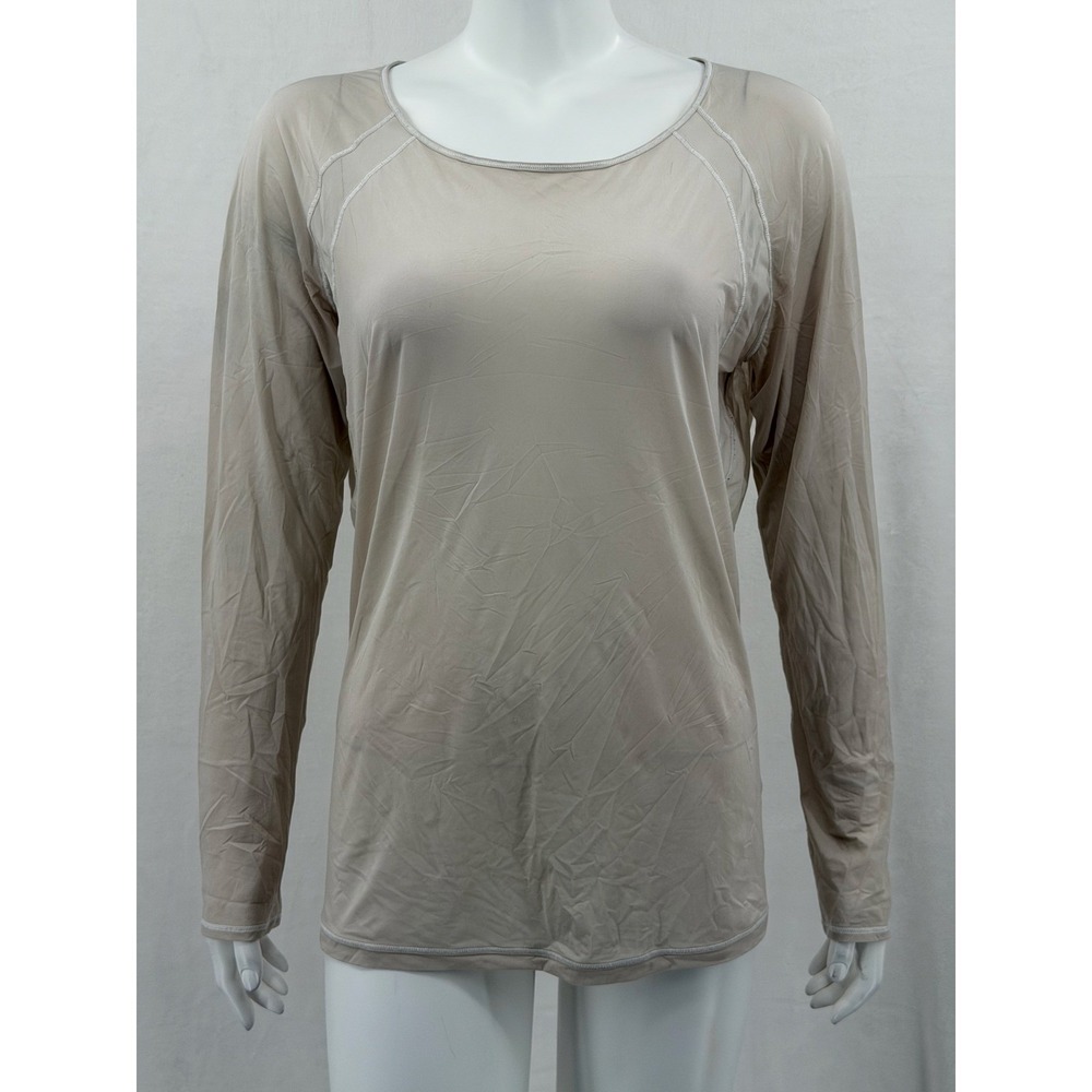 Lululemon Top Women 8 Tan If You're Lucky Long Sleeve Open Back Lightweight Yoga